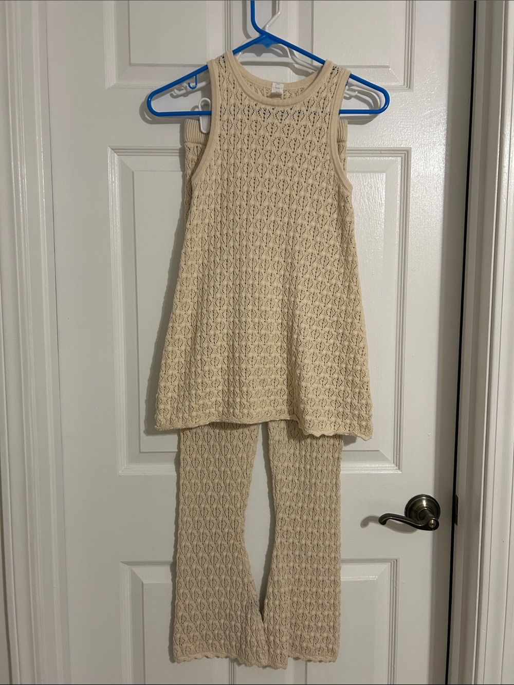 Old Navy Cream Crochet Knit Tank & Wide-Leg Pants Set